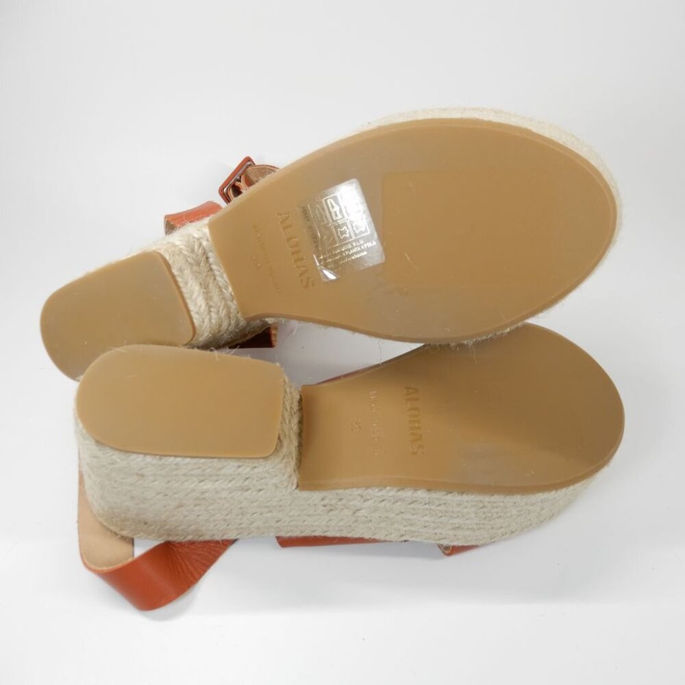 ALOHAS Lyla Leather Espadrille Platform Sandals Size 39 US 8 8.5 Brown NEW $210 - Picture 15 of 16